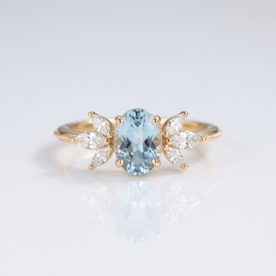 GOLD AQUAMARINE MARQUISE RING