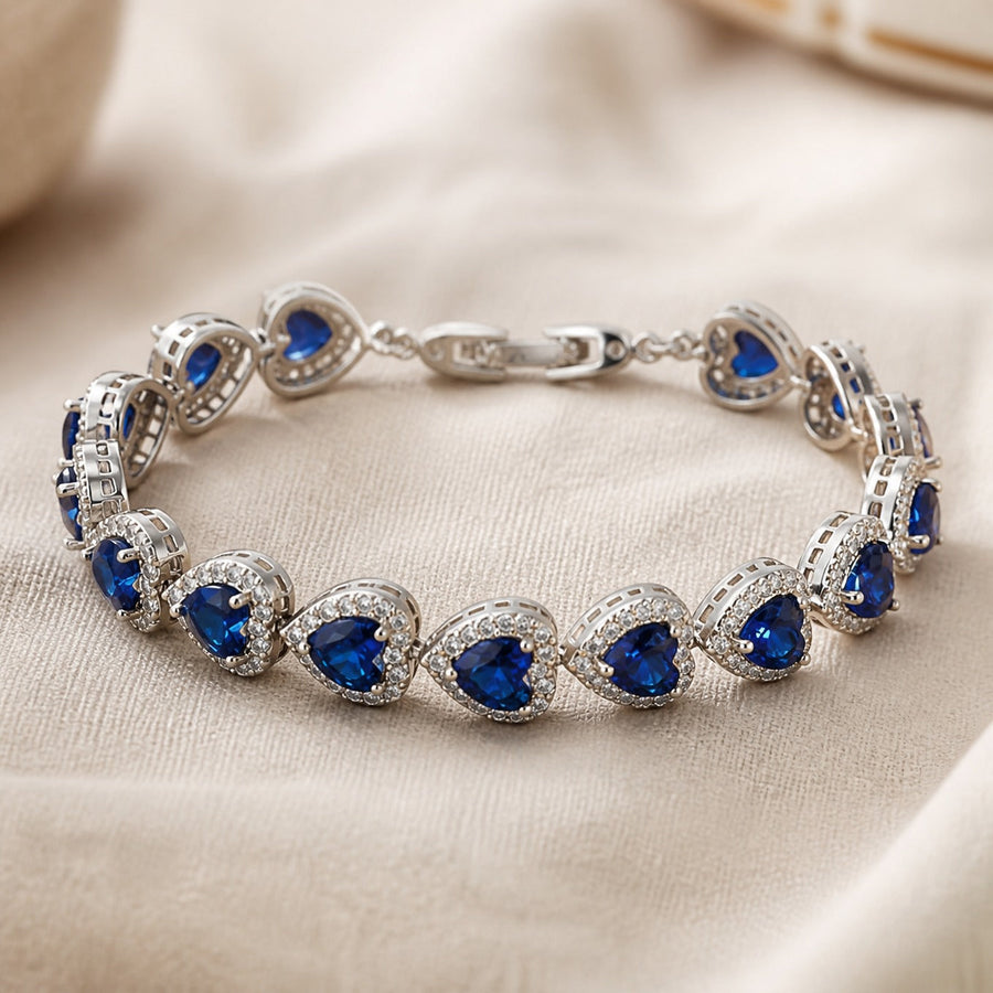 Sapphire Heart Silver Bracelet
