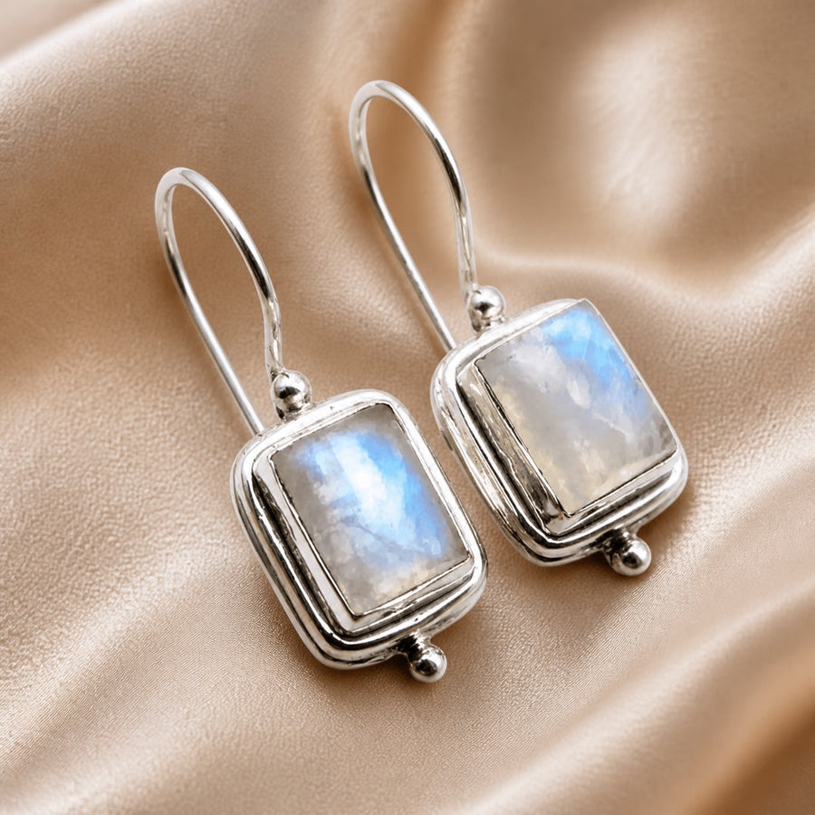 Chic Square Moonstone Earrings