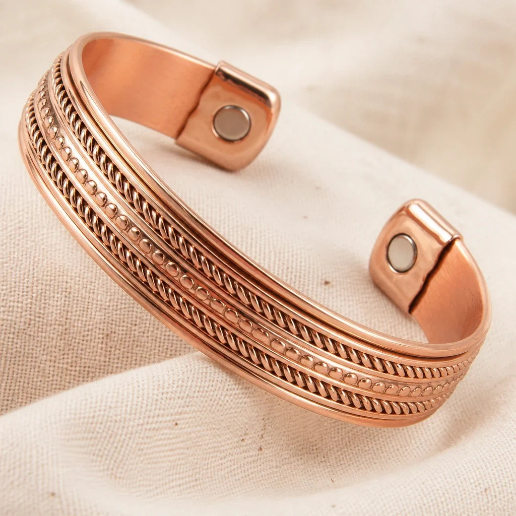 Linden Braided Rope Copper Cuff Bracelet