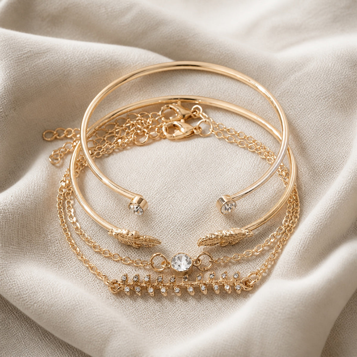 Minimalist Rhinestone Bracelet Set