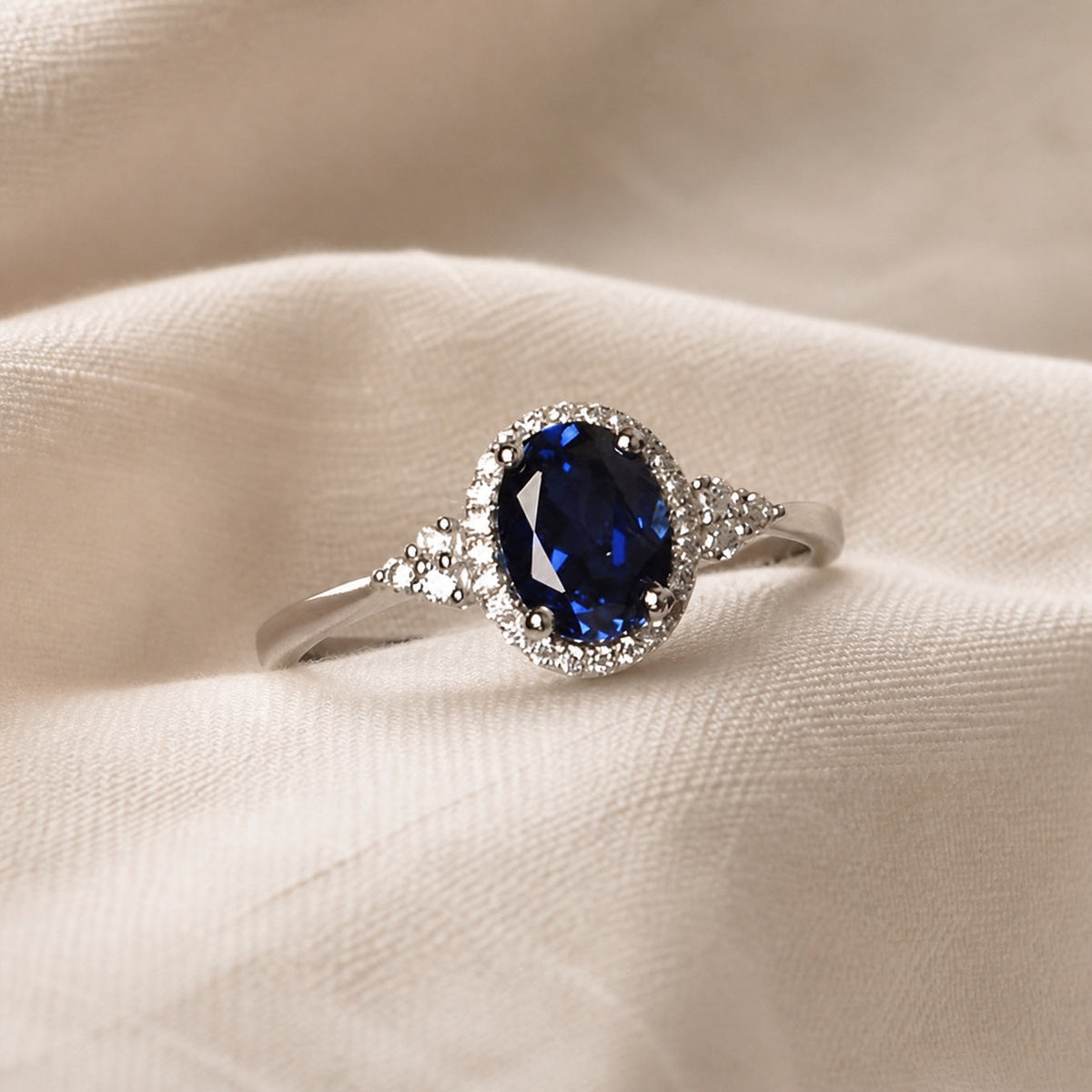 Midnight Majesty Sapphire Oval Ring