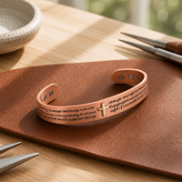 Creed Engraved Script Copper Cuff Bracelet