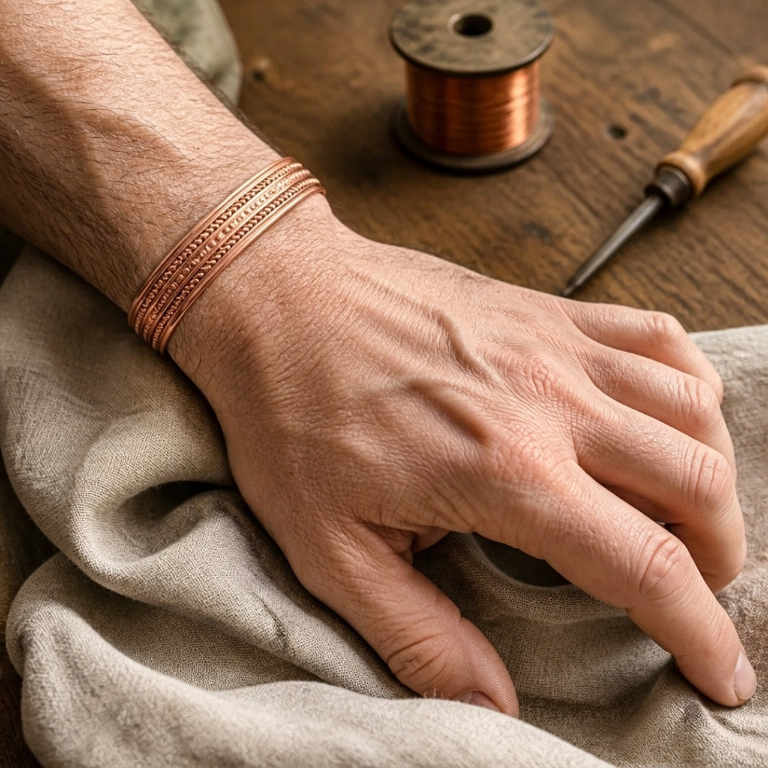 Linden Braided Rope Copper Cuff Bracelet, alternate view