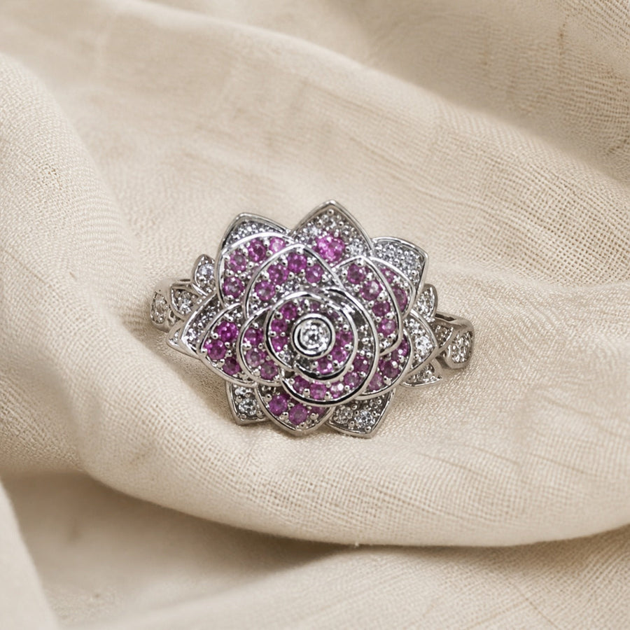 Floral Majesty Silver Ring
