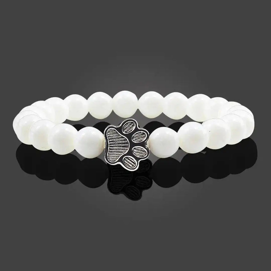 Beaded Paw Bracelet Natural Stone Design