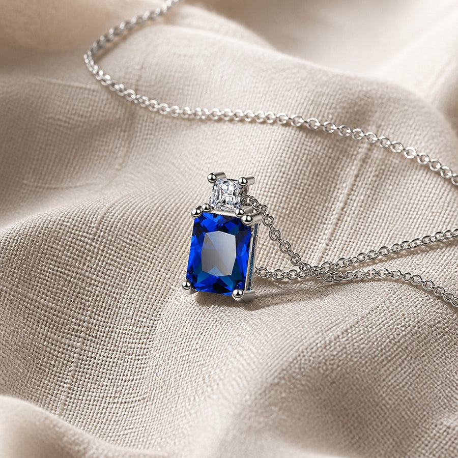Minimalist Sapphire White Gold Necklace