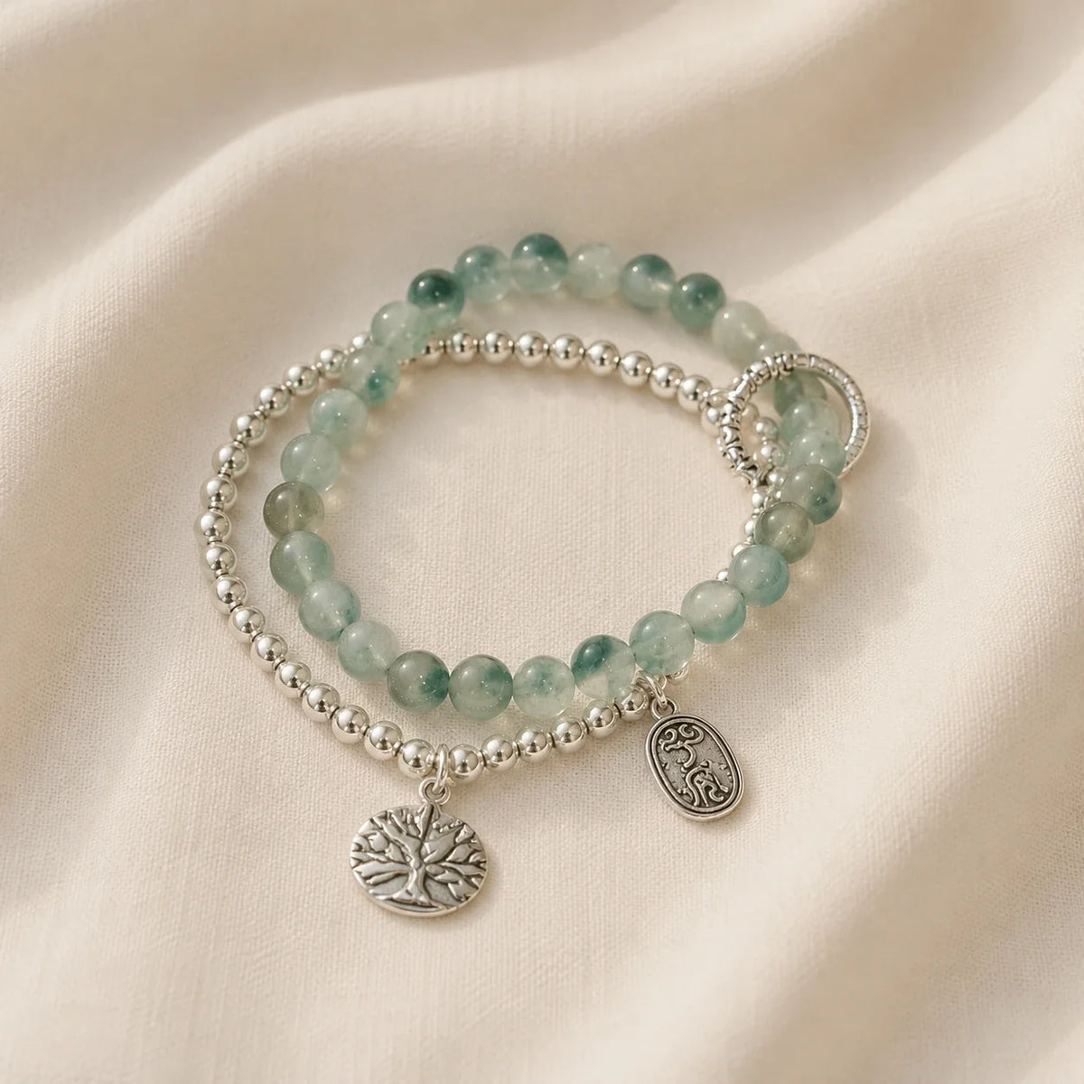 Moss Jade Double Layer Boho Bracelet