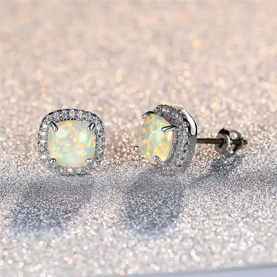 Timeless Round Fire Opal Stud Earrings