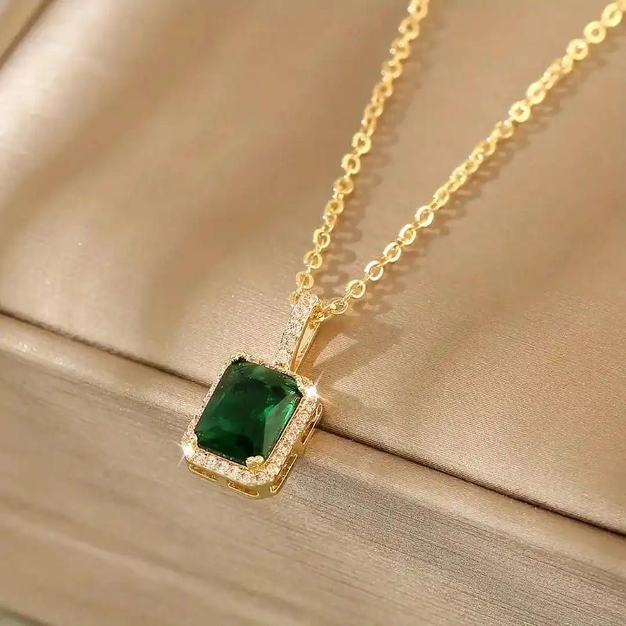 Emerald Crystal Gold Necklace
