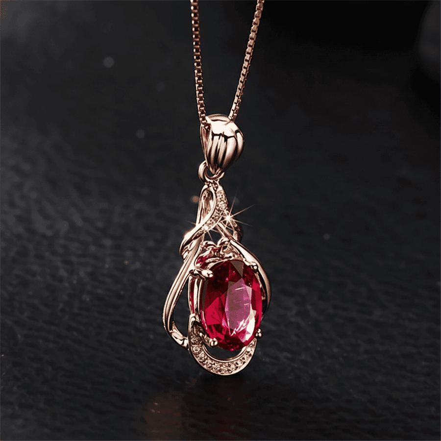 Elegant Red and Gold Crystal Necklace
