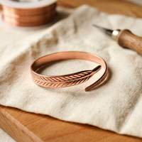 Root Crossover Leaf Copper Cuff Bracelet