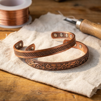 Alloy Braided & Floral Copper Cuff Bracelet Set