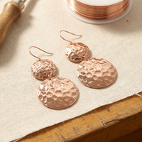 Solstice Hammered Disc Copper Drop Earrings