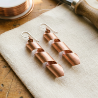 Dusk Rolled Curl Copper Drop Earrings