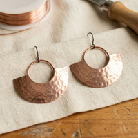 Sol Hammered Crescent Copper Drop Earrings