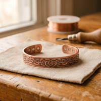 Swell Embossed Scroll Copper Cuff Bracelet