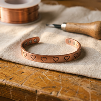 Hearth Engraved Heart Copper Cuff Bracelet