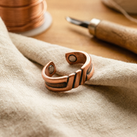 Peat Ridged Wide Copper Ring