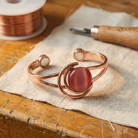 Sphere Pink Stone Copper Cuff Bracelet