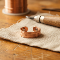 Bevel Ridged Copper Ring
