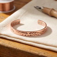 Aura Engraved Leaf Copper Cuff Bracelet