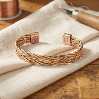 Mire Tri-Tone Braided Copper Cuff Bracelet