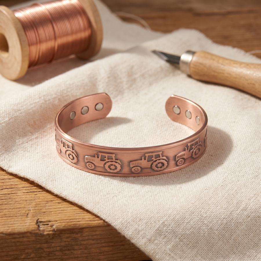 Brae Embossed Pattern Copper Cuff Bracelet
