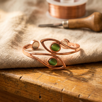Ivy Green Stone Copper Cuff Bracelet