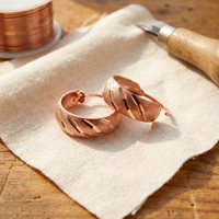 Vale Grooved Huggie Copper Hoop Earrings