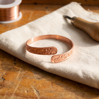 Moor Engraved Leaf Copper Cuff Bracelet
