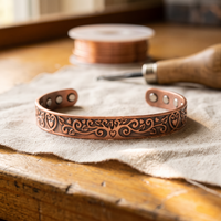 Eddy Embossed Swirl Copper Cuff Bracelet