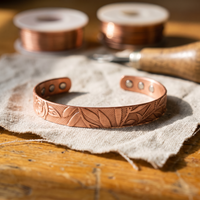 Grove Engraved Leaf Copper Cuff Bracelet