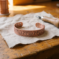 Timber Embossed Leaf Copper Cuff Bracelet