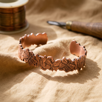 Sky Scalloped Leaf Copper Cuff Bracelet