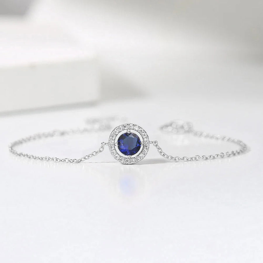 Vintage Silver Blue Crystal & Pave Border Bracelet