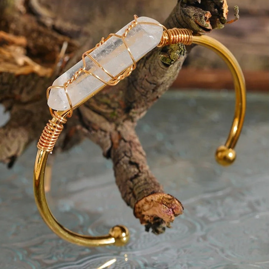 Vintage Gold Wire Wrapped Crystal Bracelet
