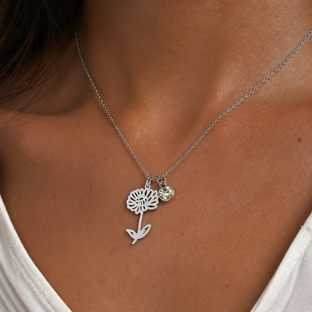 Personalized Botanical Pendant Necklace