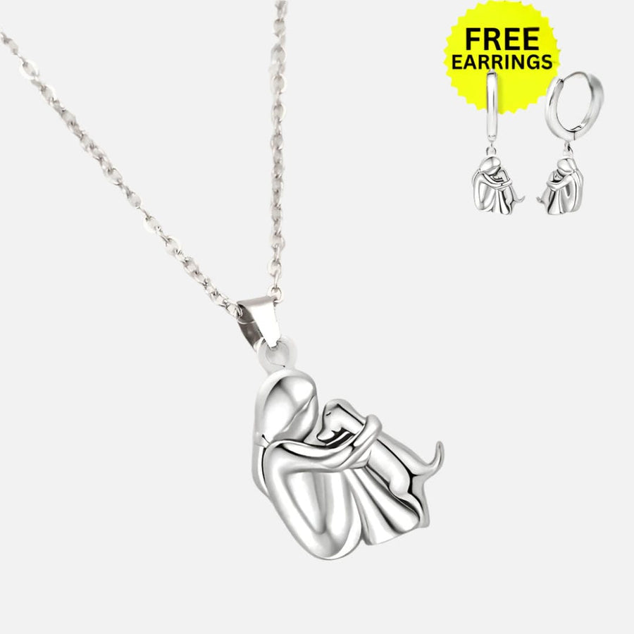 Hug Pendant Necklace + Free Earrings