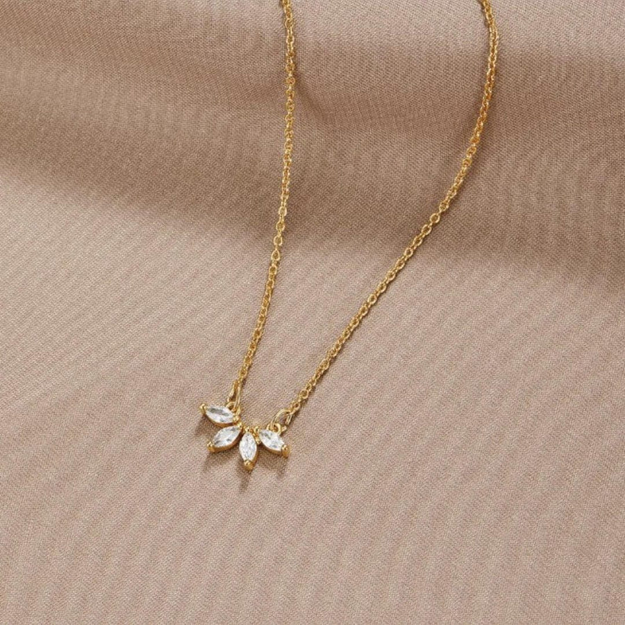 Omelia Sparkling Crystal Leaf Necklace